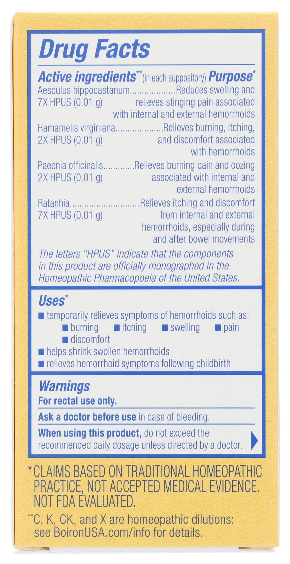 Boiron HemCalm Hemorrhoid Relief Suppositories, 10 Count