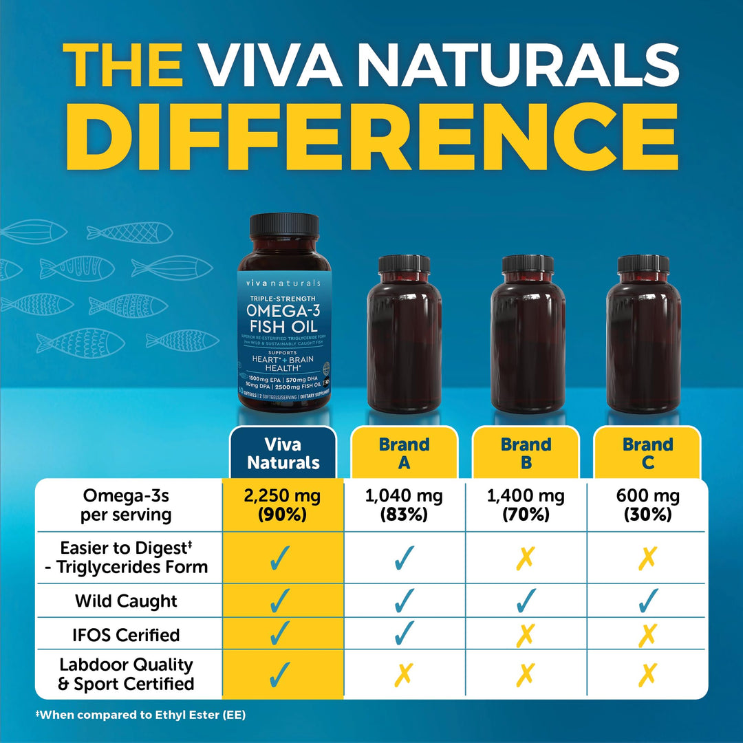 Viva Naturals Omega 3 Fish Oil, 2500 mg, 60 Count