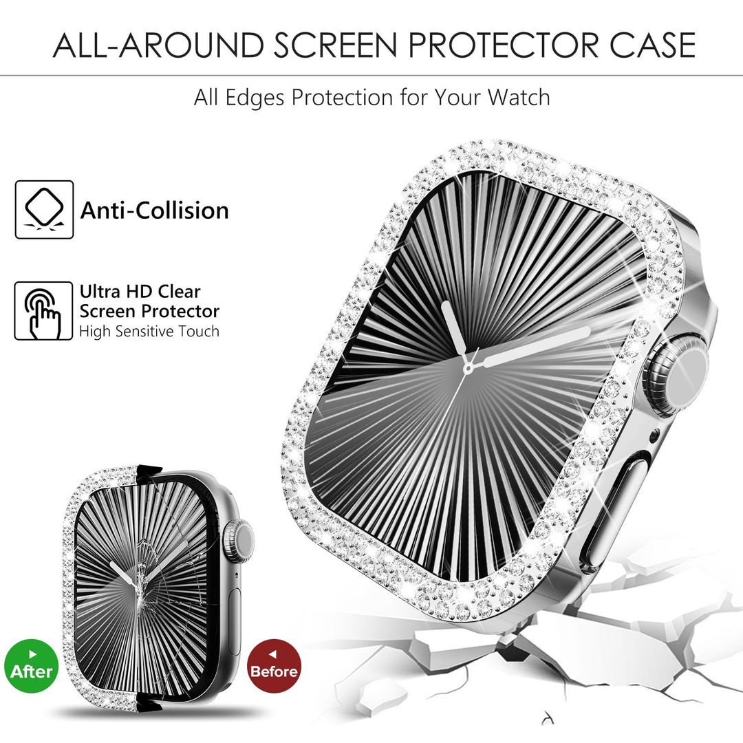 WINGLE Case for Apple Watch Series 11 10, Silver/Clear, 46mm, 2 Count