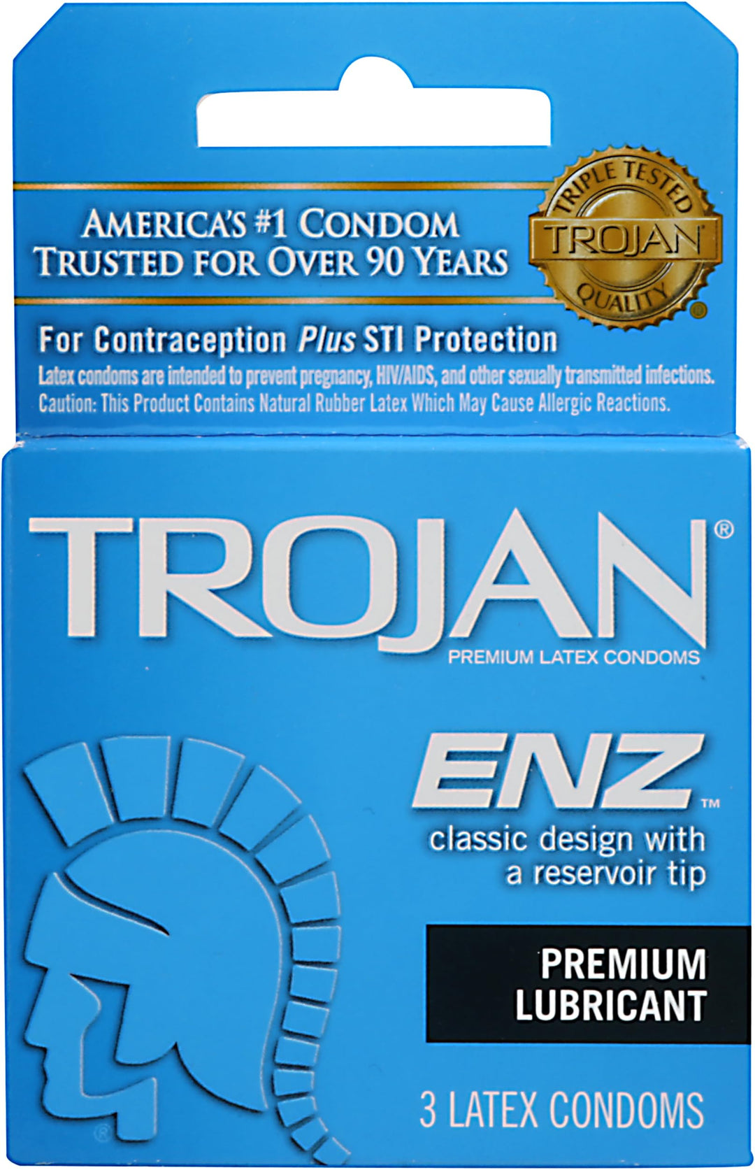 TROJAN ENZ Lubricated Latex Condoms, 3 Count