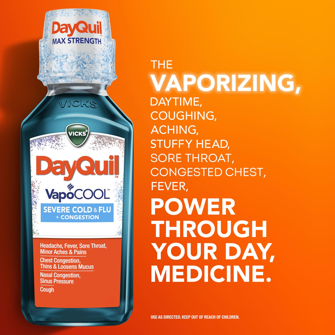 Vicks DayQuil and NyQuil VapoCOOL Severe Combo Cold and Flu Medicine, Max Strength, 12 fl oz, Pack of 2