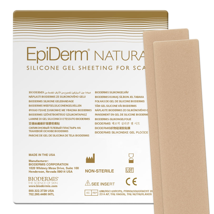 Epi-Derm Long Silicone Scar Sheets, Natural, 1 Pair