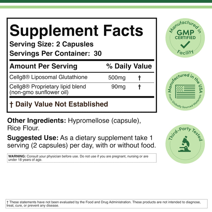 Double Wood Supplements Liposomal Glutathione, 500 mg, 60 Count