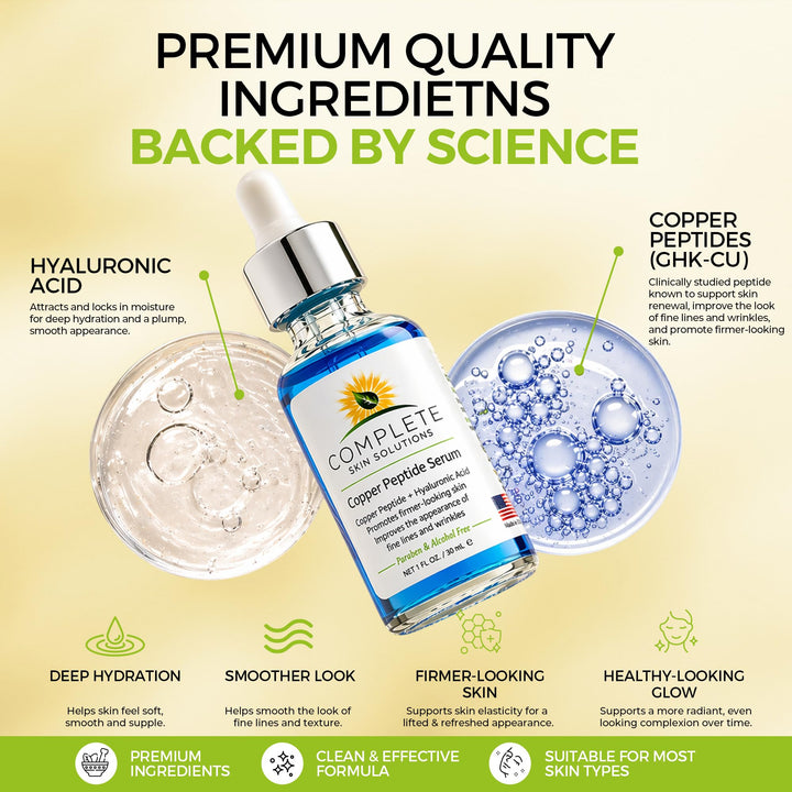 COMPLETE SKIN SOLUTIONS Copper Peptide Face Serum, 1 oz