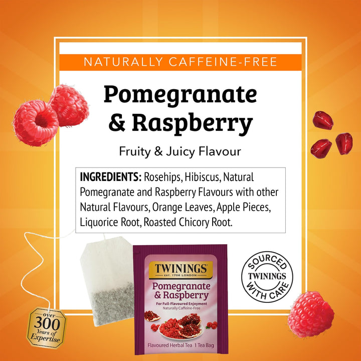 Twinings Pomegranate & Raspberry Herbal Tea, 20 Count
