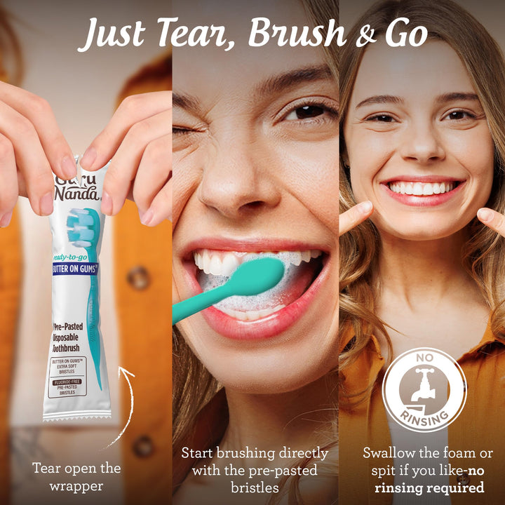 GuruNanda Ready-to-Go Disposable Mini Toothbrushes, 70 Count