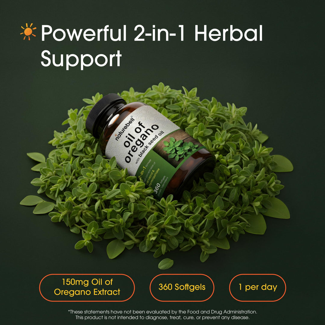NatureBell Oil of Oregano With Black Seed Oil Softgels, 360 Count