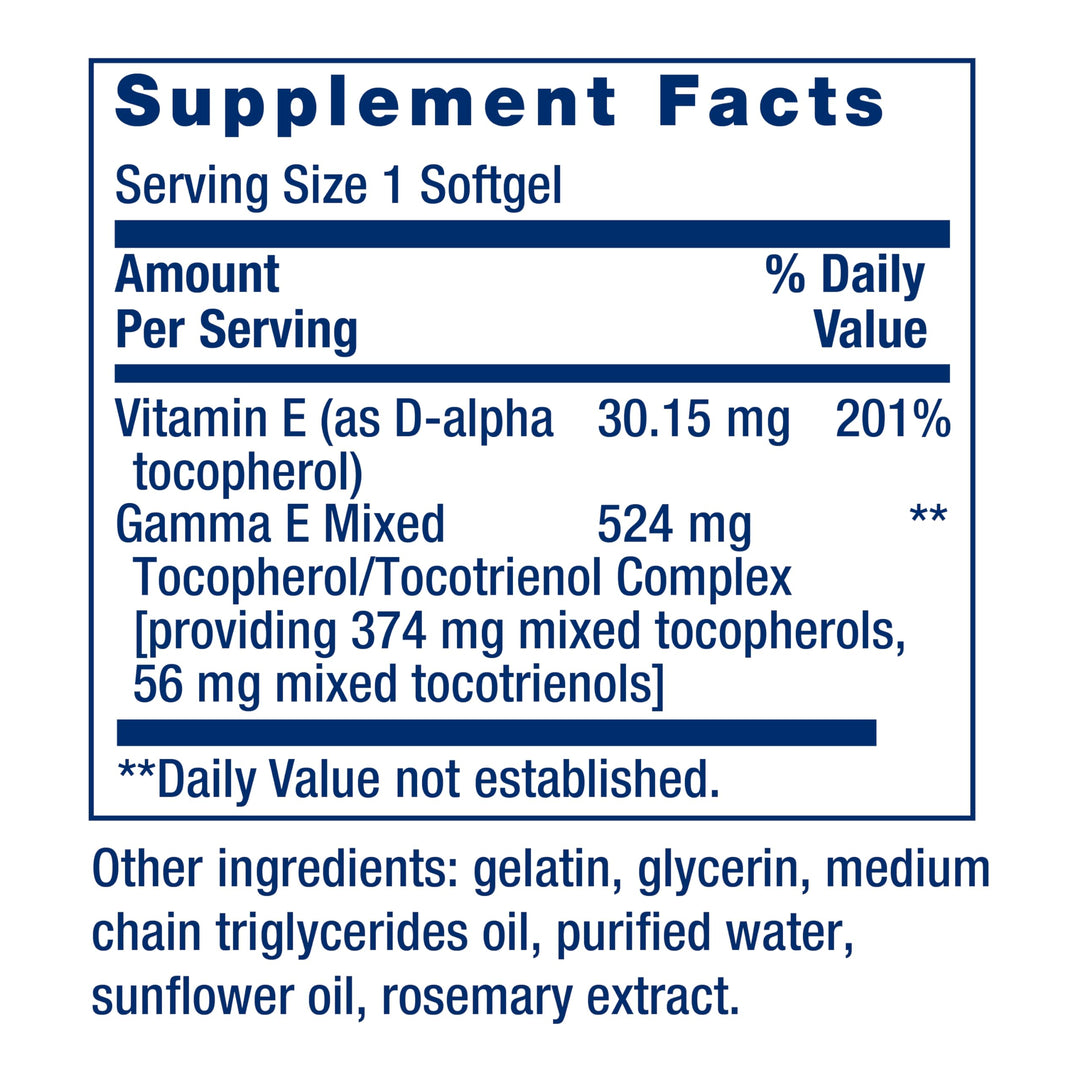 Life Extension Gamma E Mixed Tocopherols & Tocotrienols, 60 Count