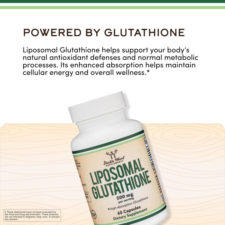 Double Wood Supplements Liposomal Glutathione, 500 mg, 60 Count
