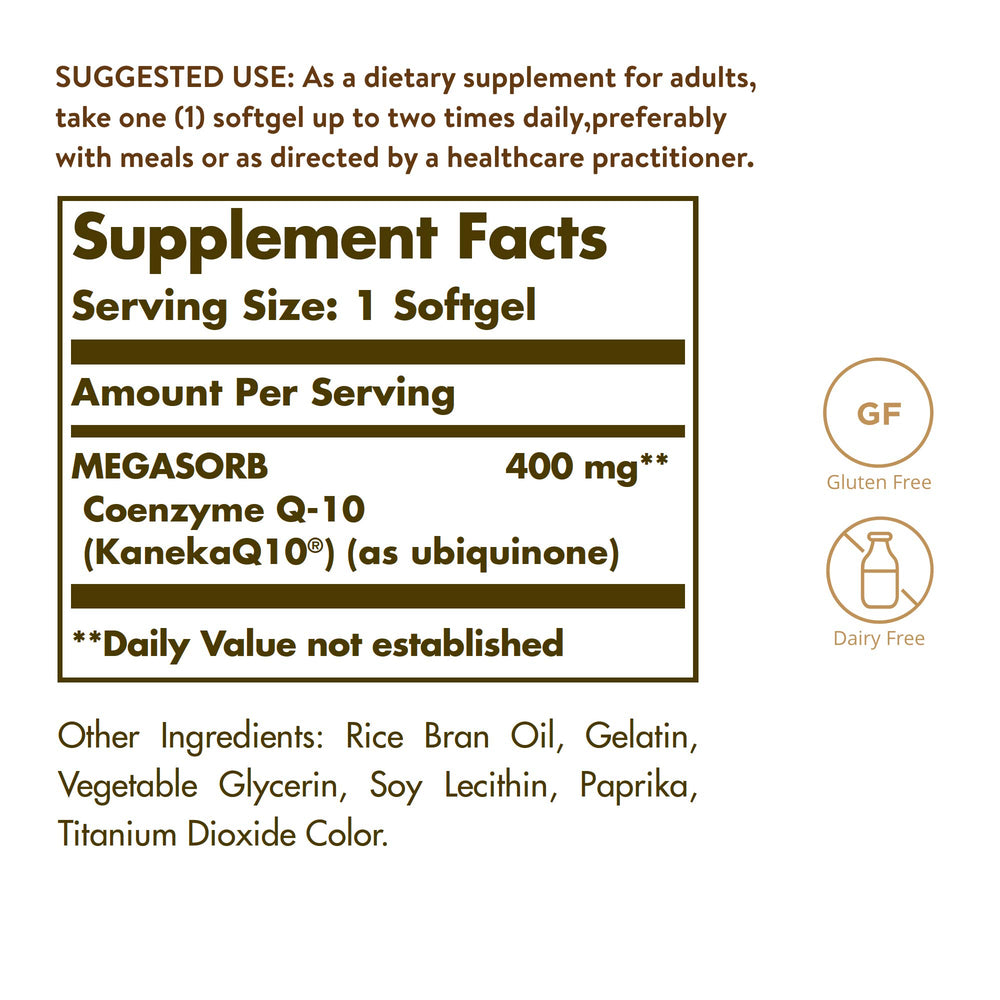 Solgar Megasorb CoQ-10, 400 mg, 60 Count