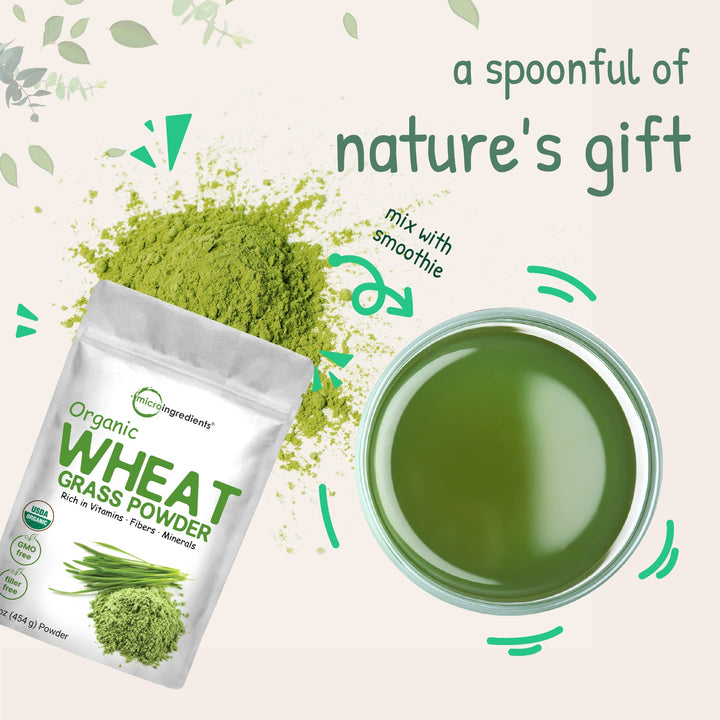 Micro Ingredients Organic Wheat Grass Powder, 16 oz