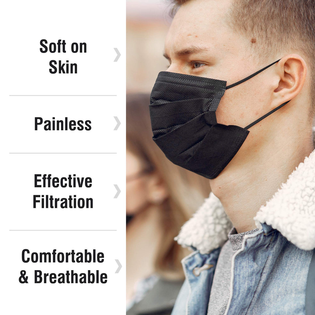 WECARE Disposable Face Masks, Black, 50 Count