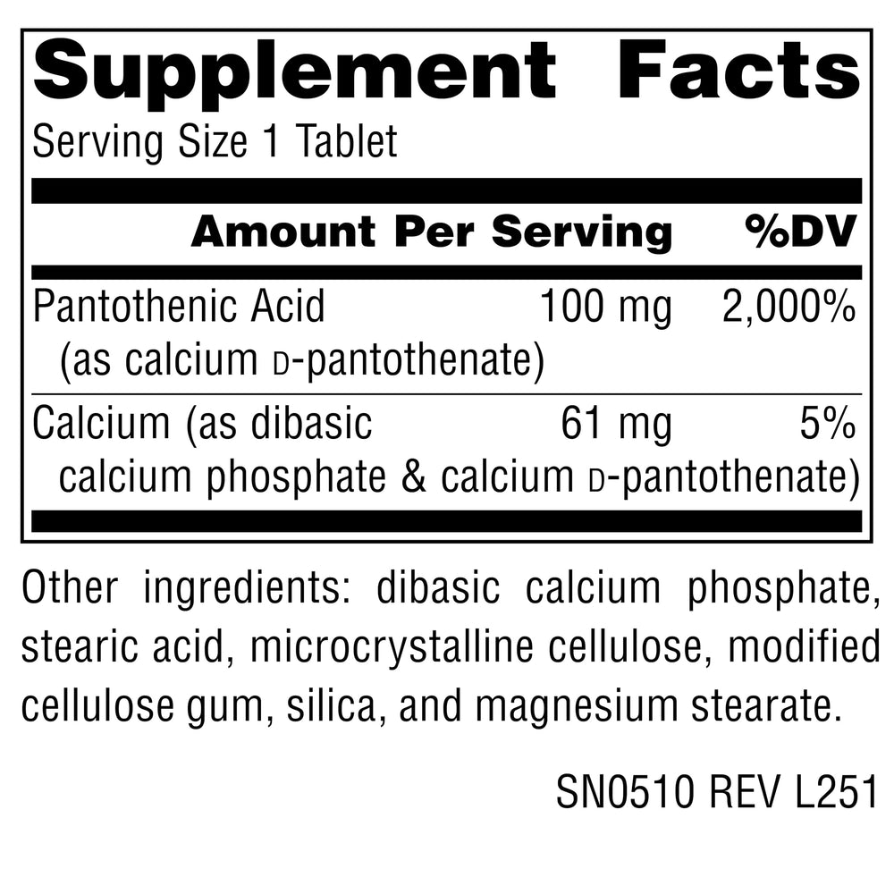 Source Naturals Pantothenic Acid, 100 mg, 250 Count