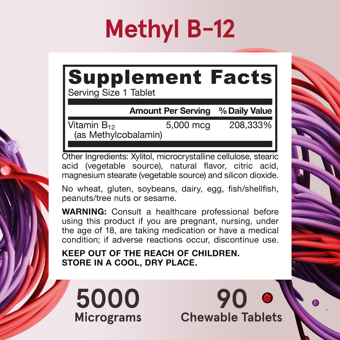 Jarrow Formulas Methyl Vitamin B-12, 5000 mcg, 90 Count