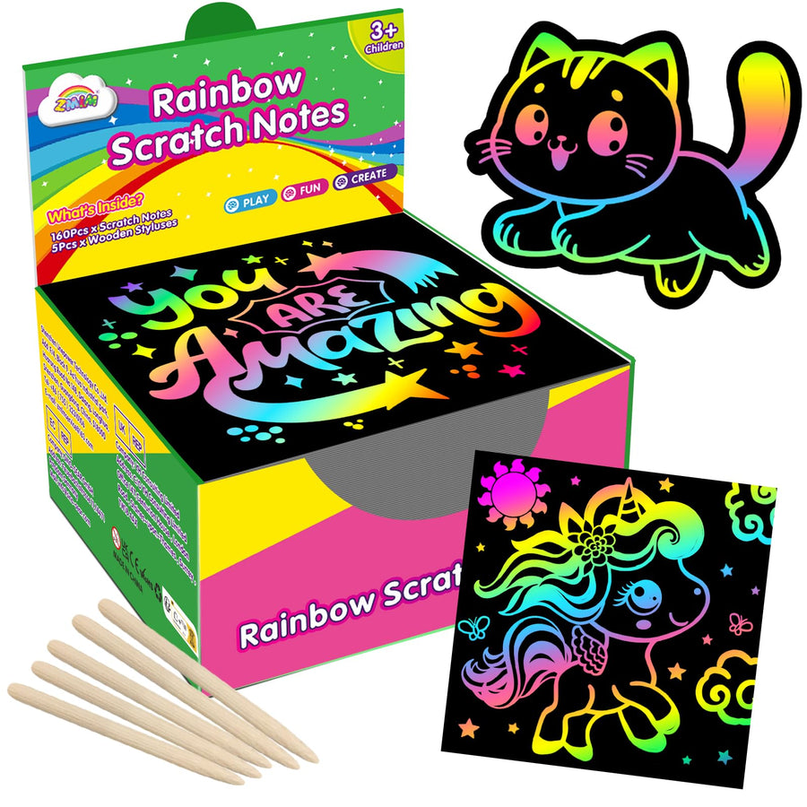 ZMLM Rainbow Scratch Mini Art Note Pads, 125 Count