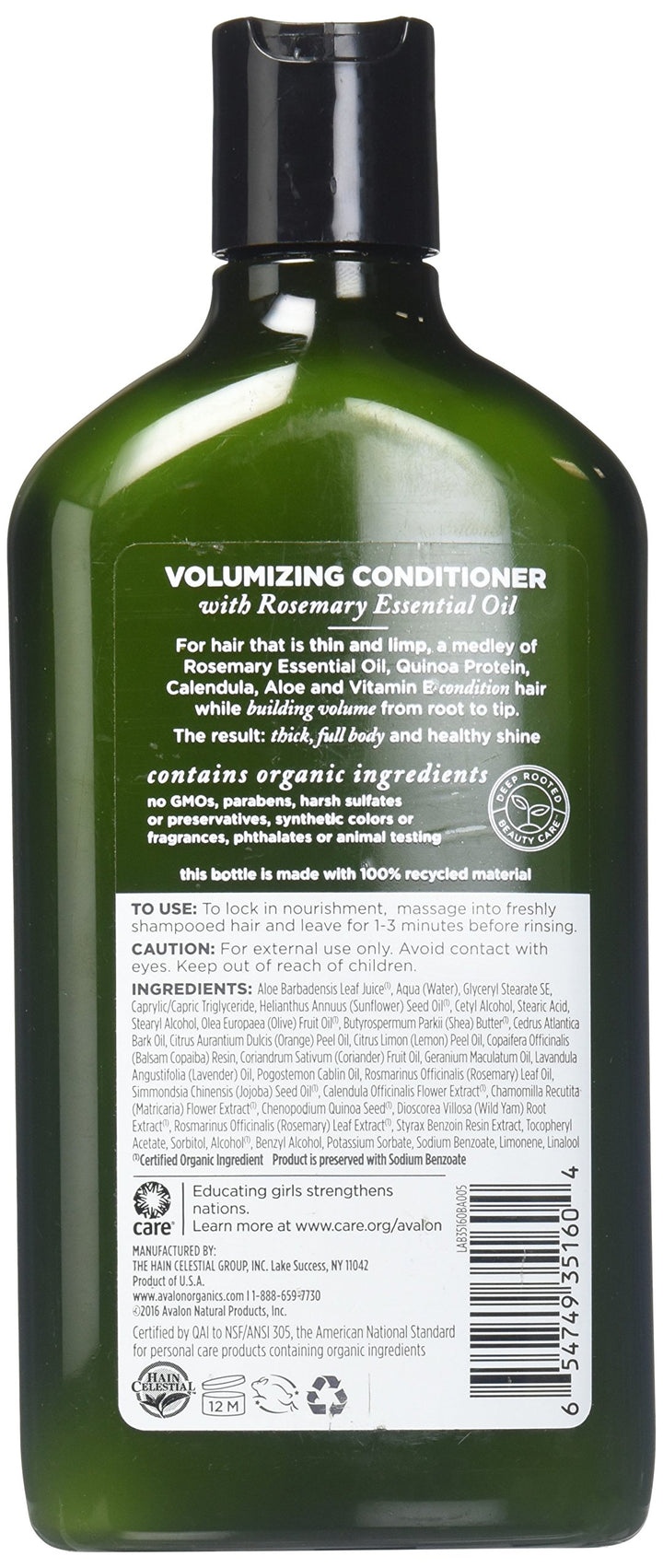 Avalon Organics Rosemary Volumizing Conditioner, 11 oz