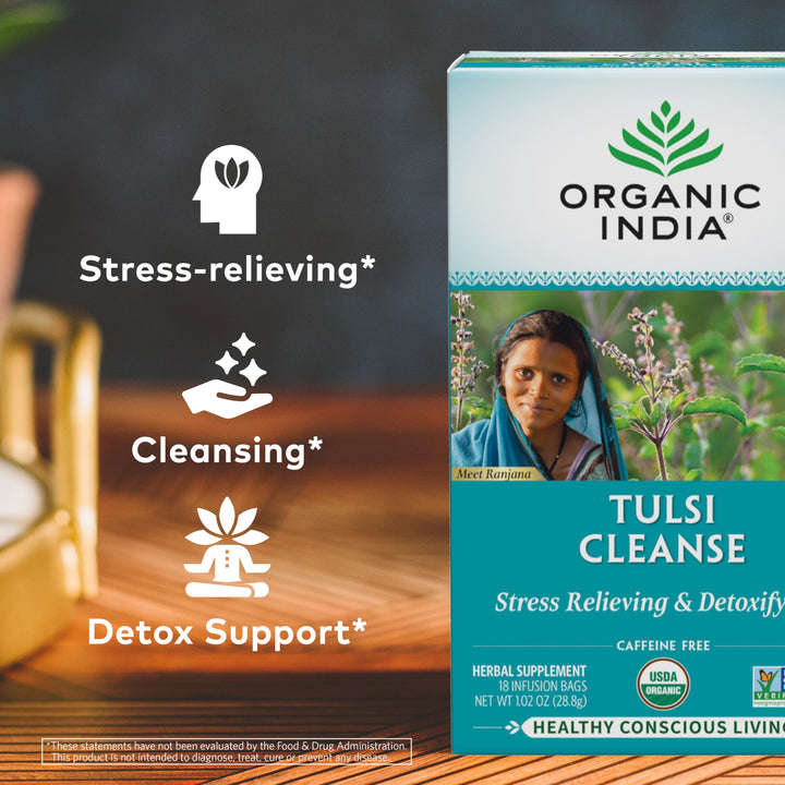 ORGANIC INDIA Tulsi Cleanse Herbal Tea, 18 Count
