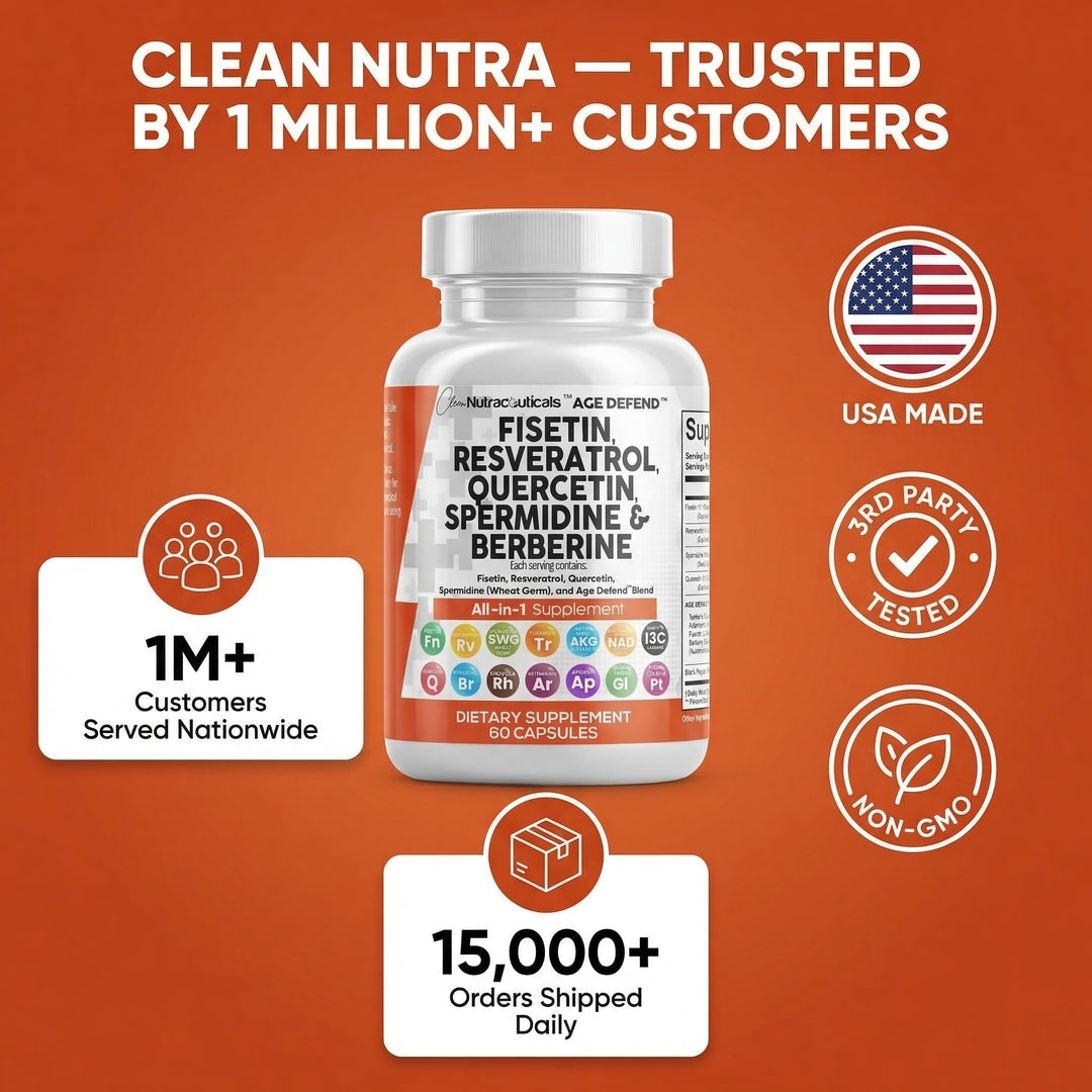 Clean Nutraceuticals Fisetin Quercetin Resveratrol Supplement, 2500 mg