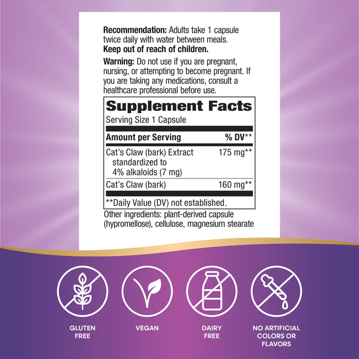 Nature's Way Cat's Claw Standardized Extract, 60 Count