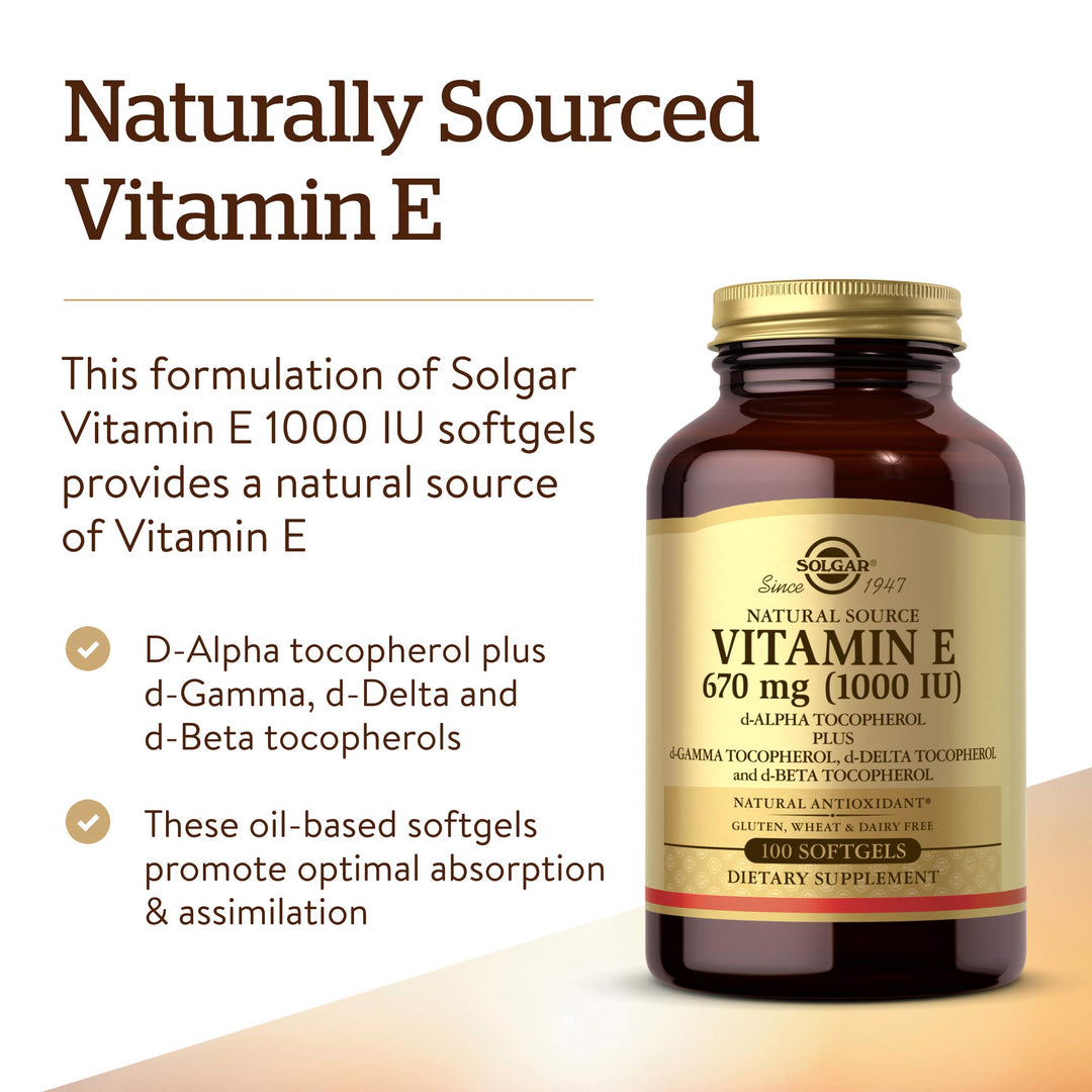 Solgar Vitamin E Mixed Softgels, 1000 IU, 100 Count