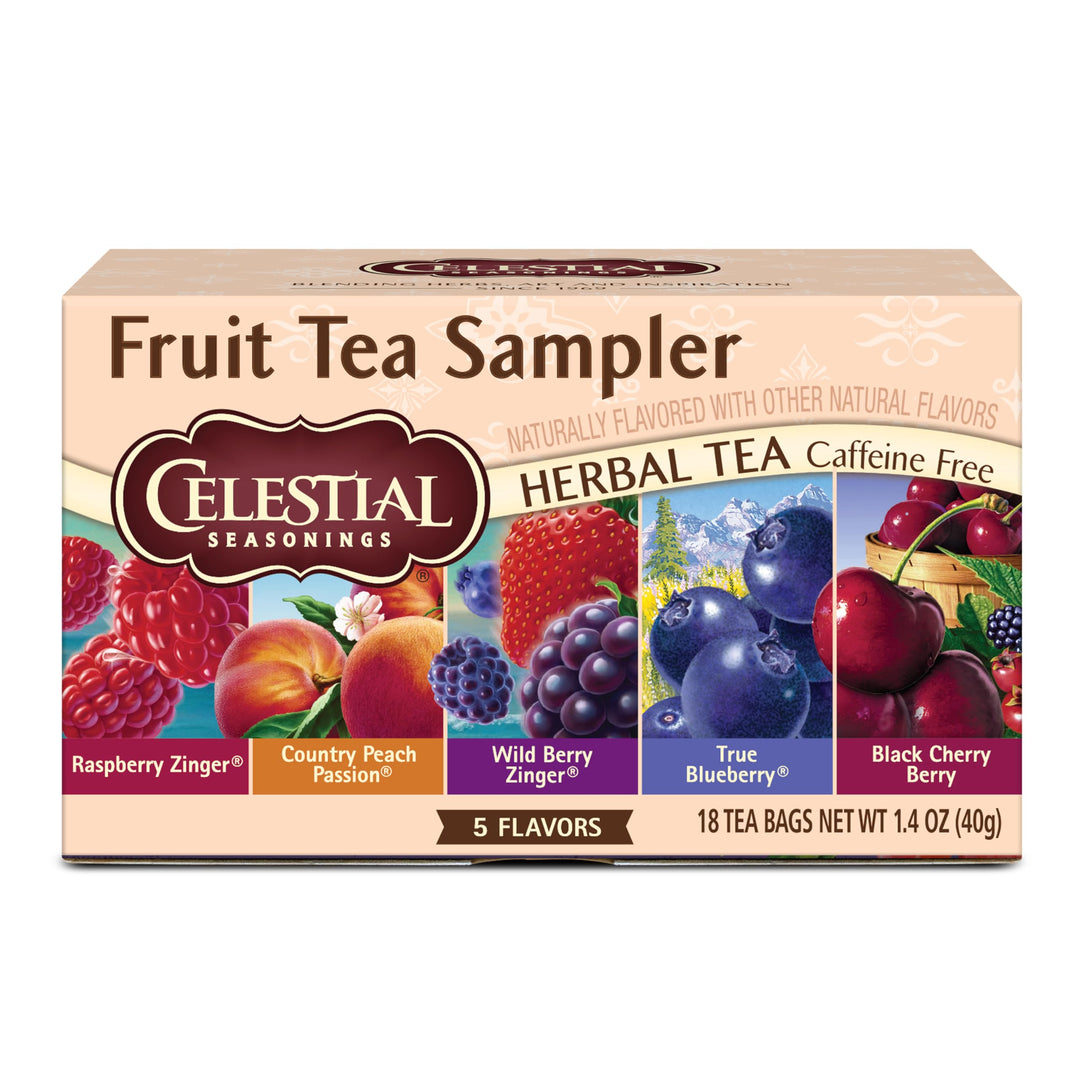 Celestial Seasonings Fruit Tea Sampler, Herbal Tea Variety, 18 Count