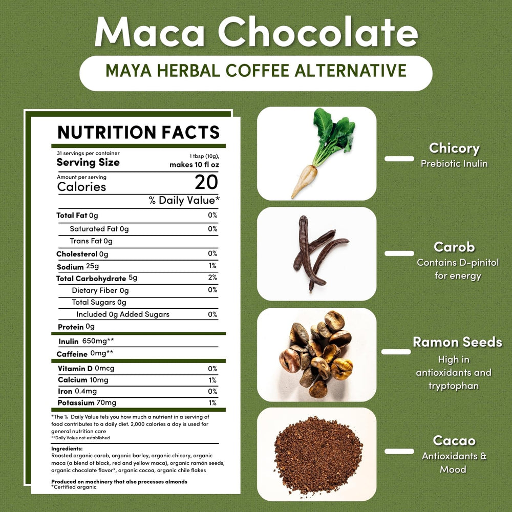 Teeccino Maca Chocolaté Organic Chicory Herbal Coffee Alternative, 11 oz