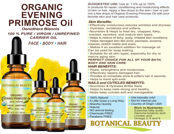 Botanical Beauty Organic Evening Primrose Oil, 0.5 fl oz