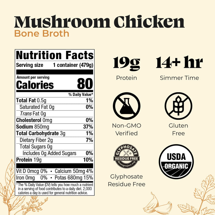 Kettle & Fire Chicken Bone Broth, Mushroom, 16.9 oz
