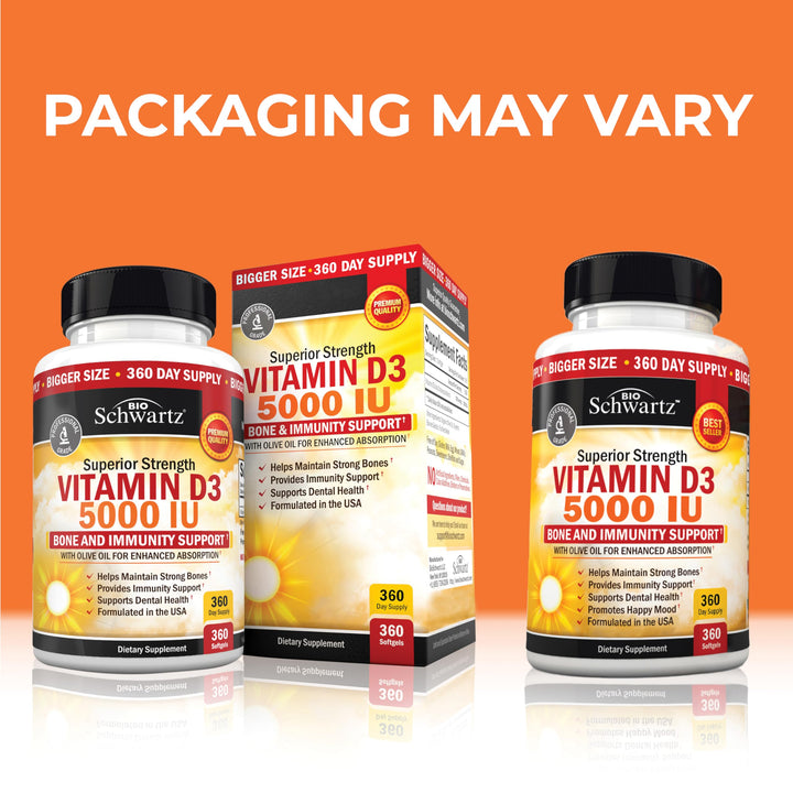 BioSchwartz Vitamin D3 Softgels, 5,000 IU, 360 Count