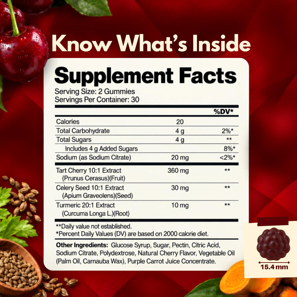 Vitamatic Tart Cherry with Celery Seed and Turmeric Gummies, 60 Count