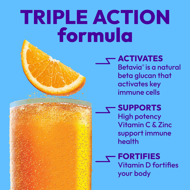 Emergen-C Immune+ Triple Action Immune Support Powder, Super Orange, 30 Count