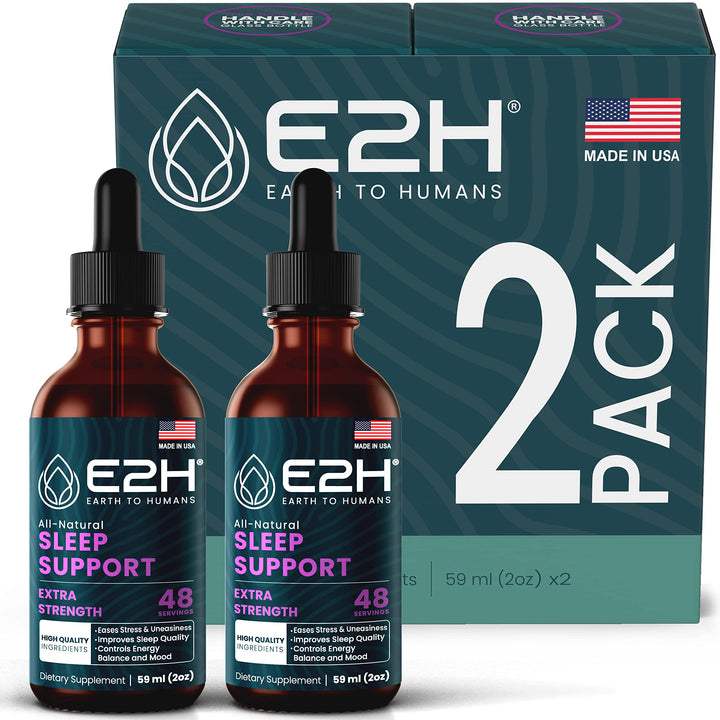 E2H Earth to Humans Natural Sleep Aid Liquid Melatonin, Chamomile, 2 Count