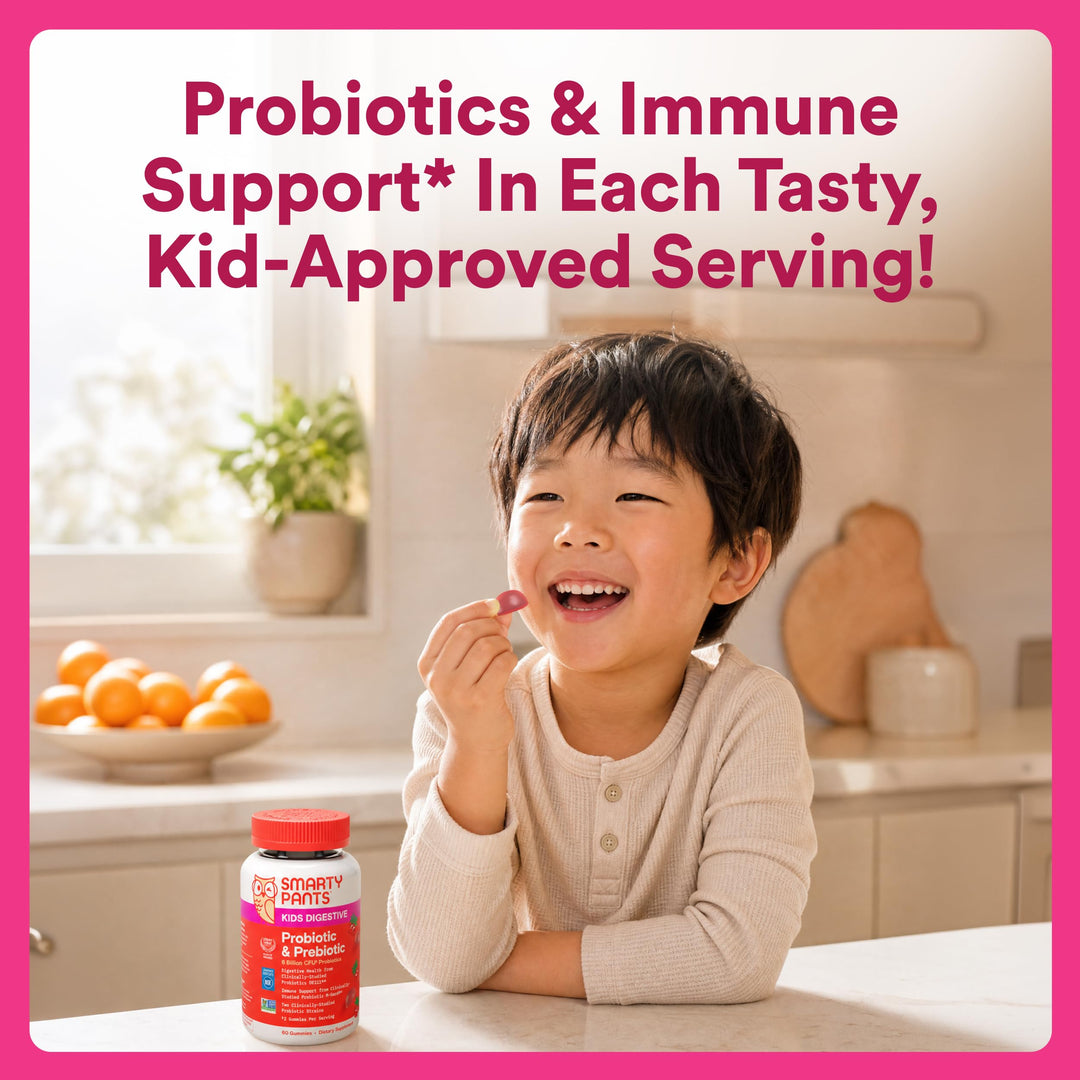 SmartyPants Kids Probiotic Immunity Gummies, Strawberry Creme, 60 Count