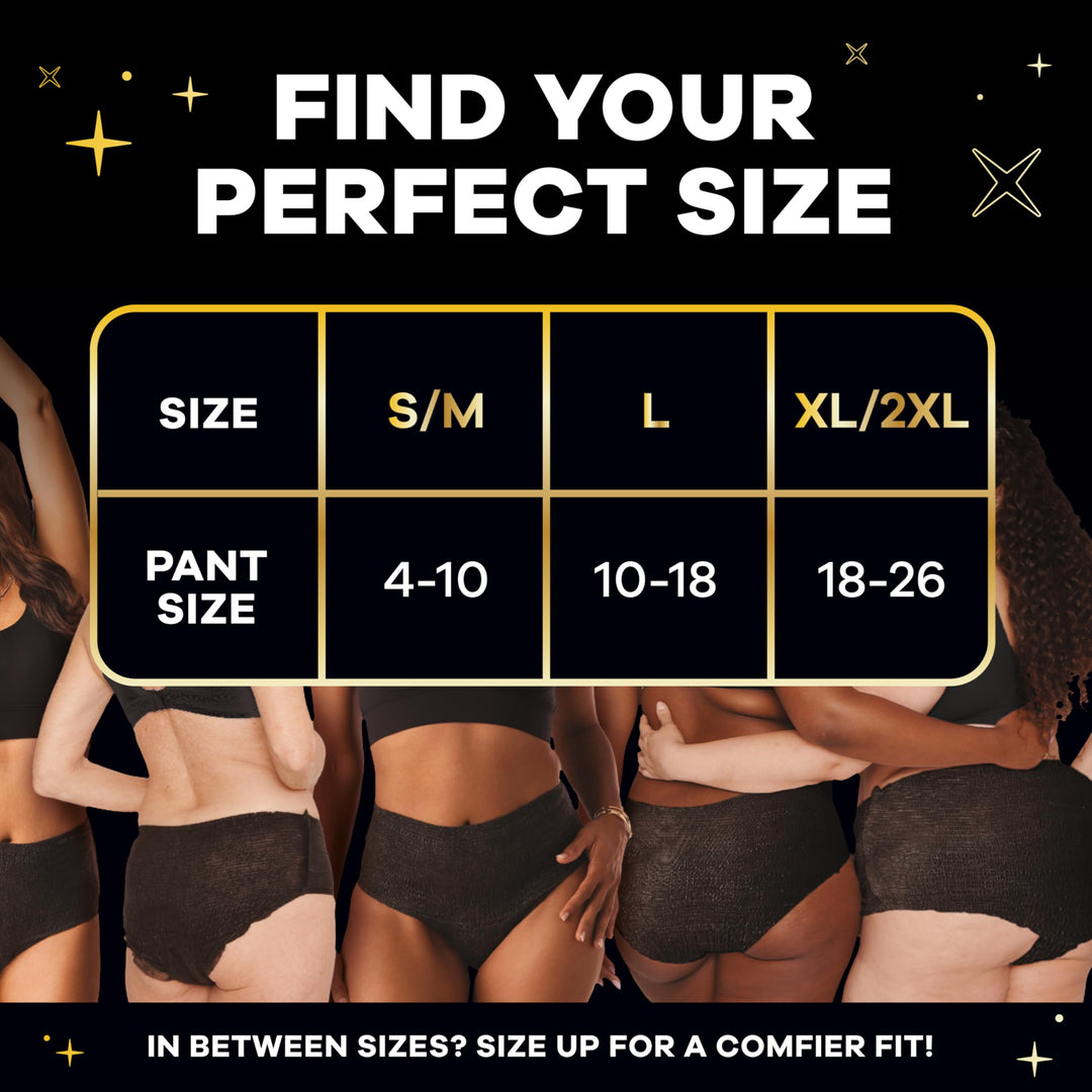 Always Zzzs Overnight Disposable Period Underwear, Black, Small/Medium, 7 Count, Pack of 2