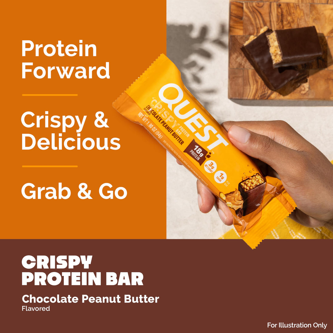 Quest Crispy Protein Bar, Chocolate Peanut Butter, 12 Count