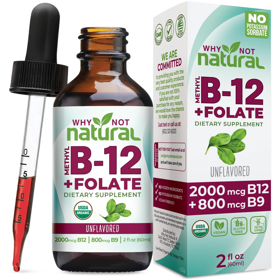 Why Not Natural Vitamin B12 Liquid Plus Folate, Extra Strength, 1 fl oz
