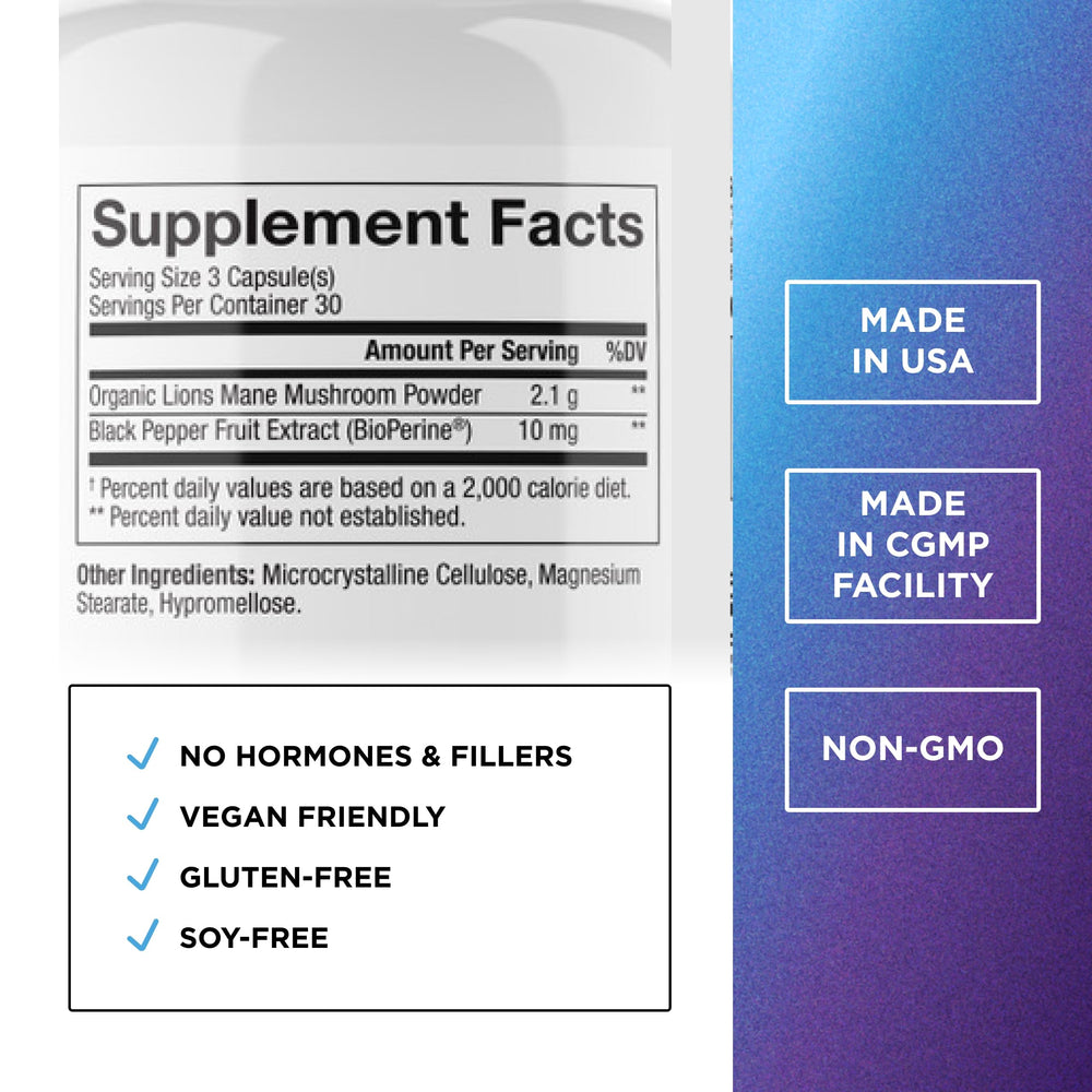 Dr Emil Organic Lion's Mane Mushroom Capsules, 2100 mg