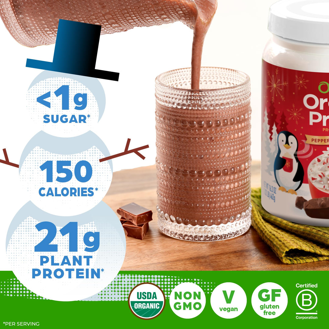 Orgain Organic Vegan Protein Powder, Peppermint Hot Cocoa, 1.02 lb