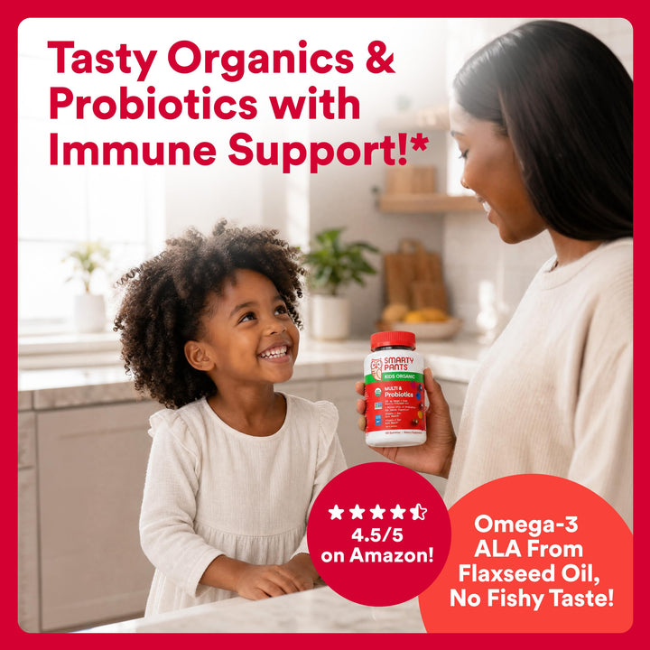 SmartyPants Organic Kids Multi & Probiotic Gummies, 120 Count