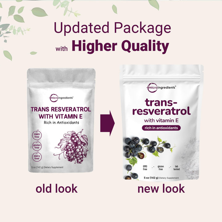 Micro Ingredients Trans-Resveratrol Powder, with Vitamin E, 5 oz