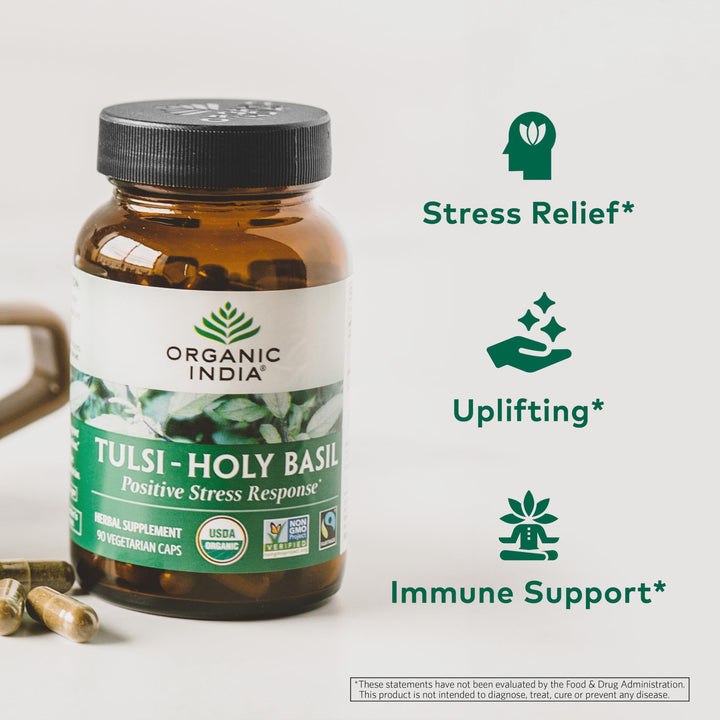 ORGANIC INDIA Tulsi Holy Basil Extract, 180 Count