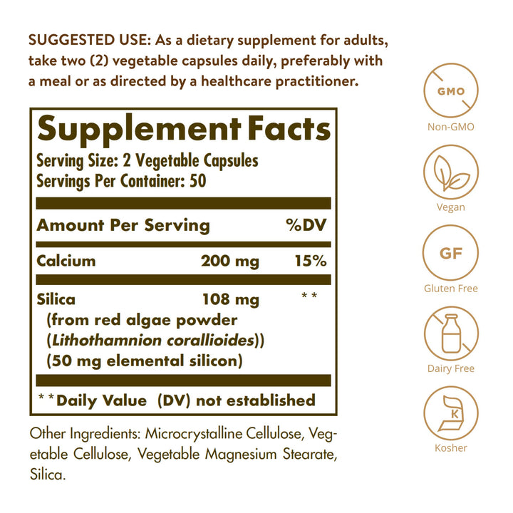 Solgar Oceanic Silica From Red Algae, 25 mg, 100 Count