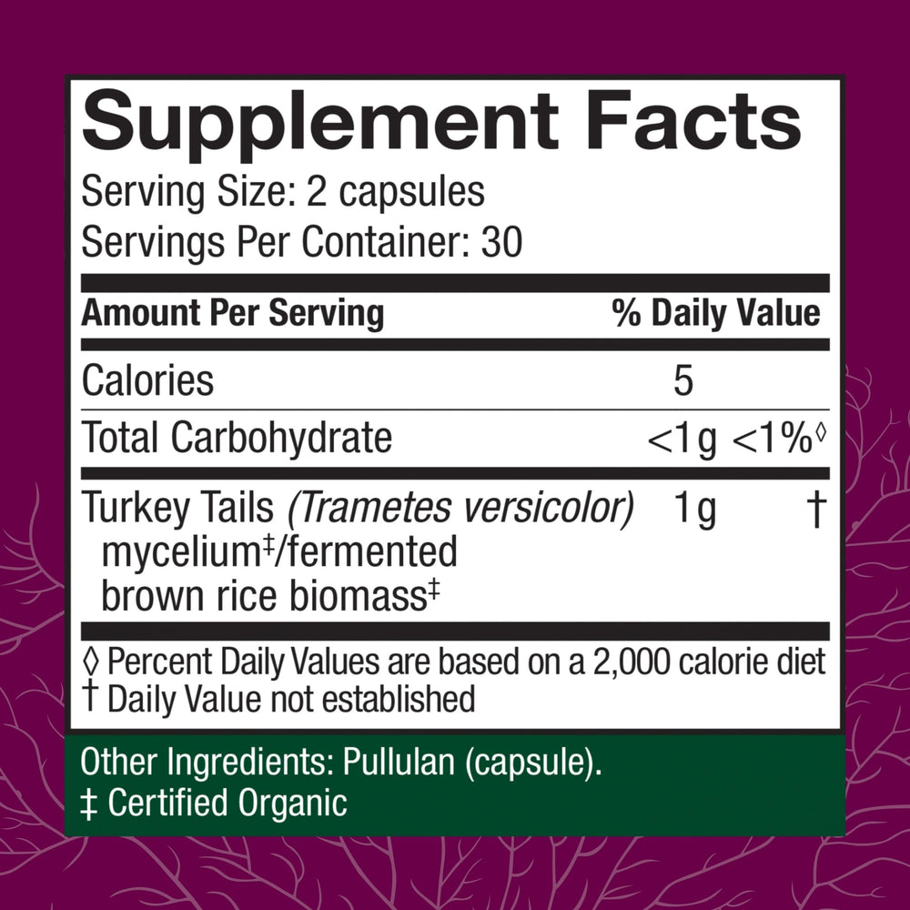 Fungi Perfecti Host Defense Turkey Tail Cellular Support, 60 Count
