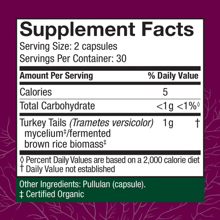 Fungi Perfecti Host Defense Turkey Tail Cellular Support, 60 Count