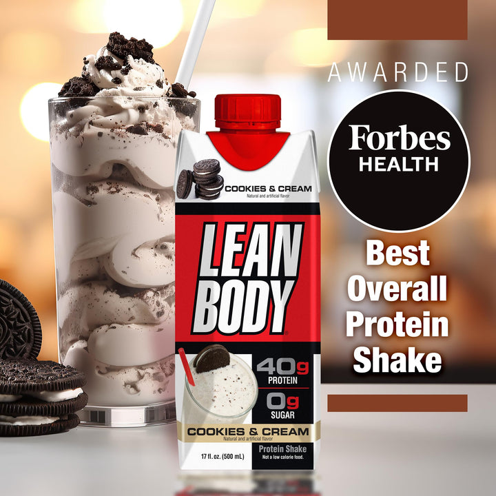 Labrada Lean Body Ready to Drink Protein Shake, Cookies and Cream, 17 fl oz, Pack of 12