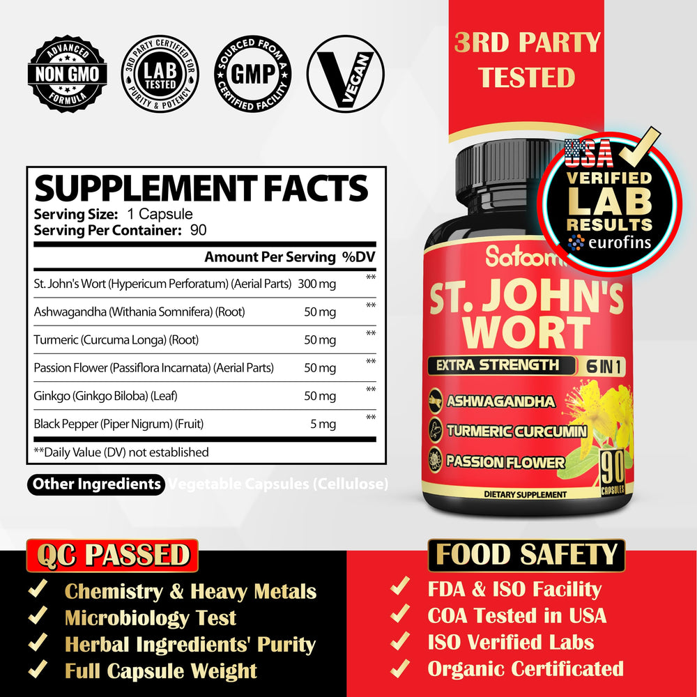 Satoomi St. John's Wort Capsules, 5050 mg, 90 Count