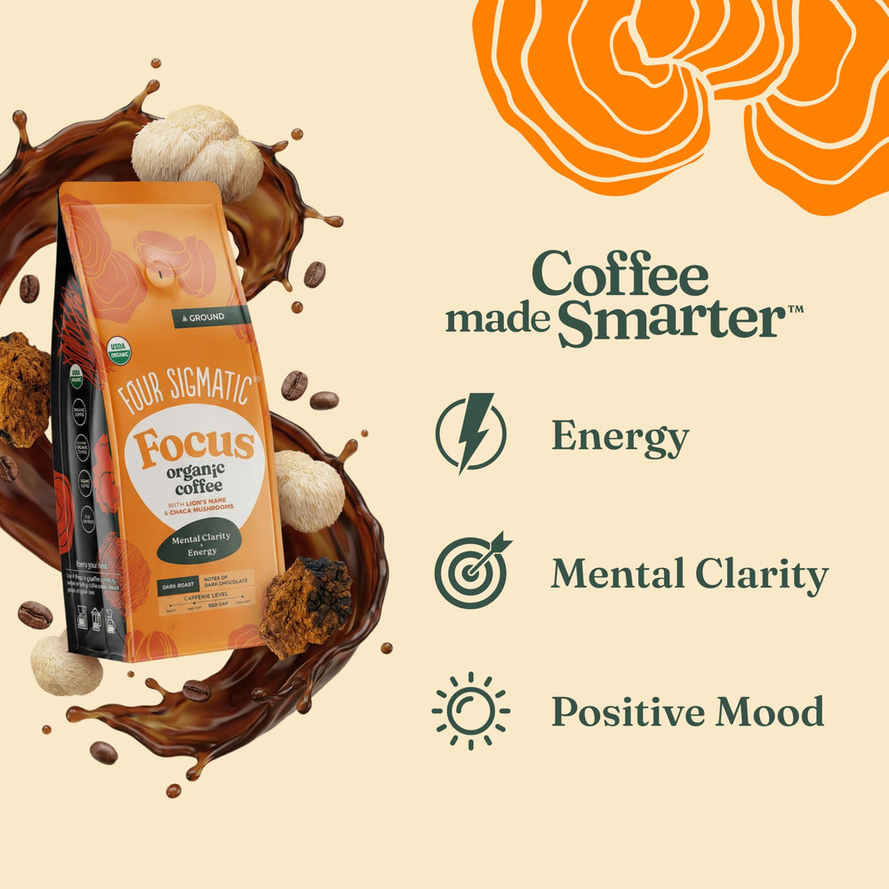 Four Sigmatic Mushroom Ground Coffee, Lion's Mane, Dark Roast, 283 g