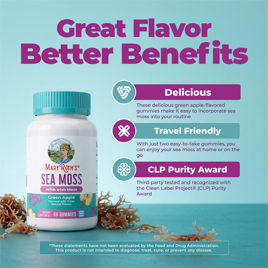 MARYRUTH'S Sea Moss Gummies, Sugar Free, 60 Count