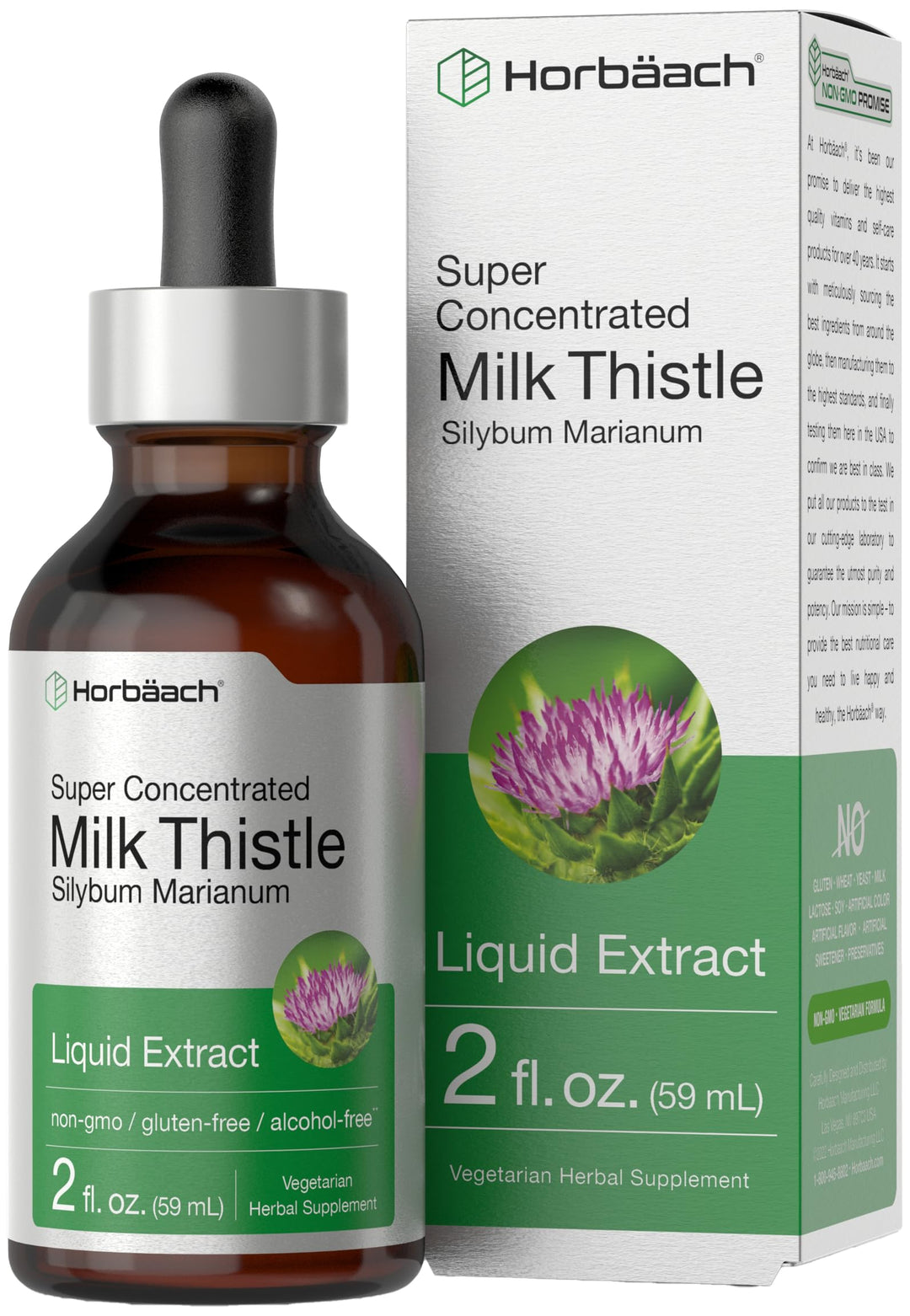 Horbäach Milk Thistle Extract Liquid, Alcohol Free, 60 ml