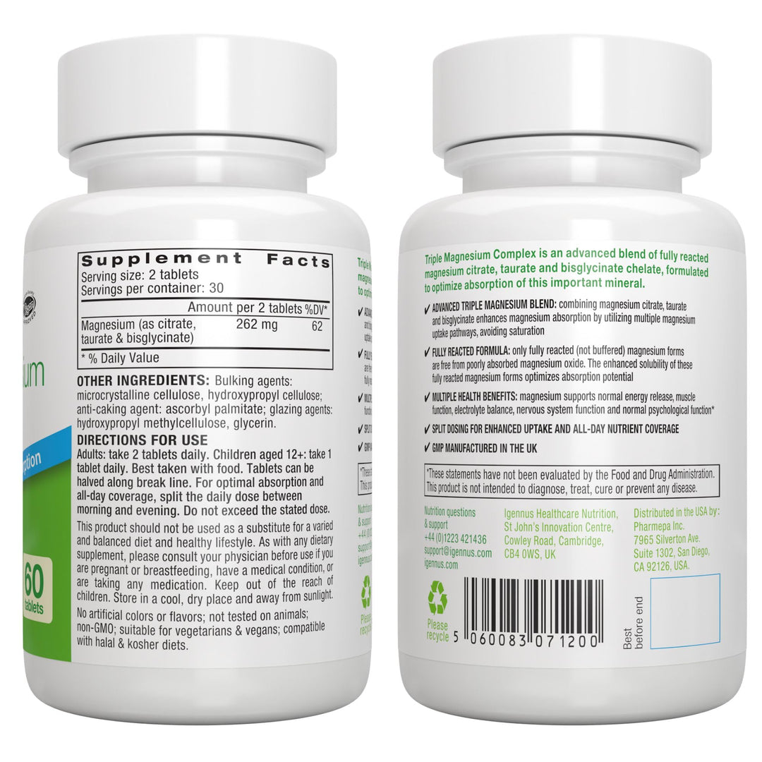 Igennus Healthcare Nutrition Triple Magnesium Complex, 60 Count